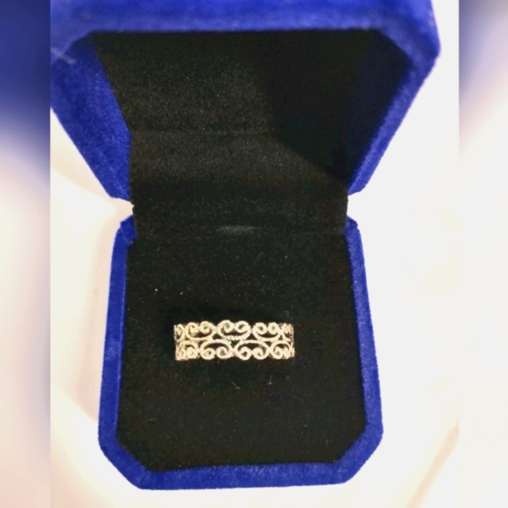 Vintage Filigree Silver Cut Out design Band Ring Size 9